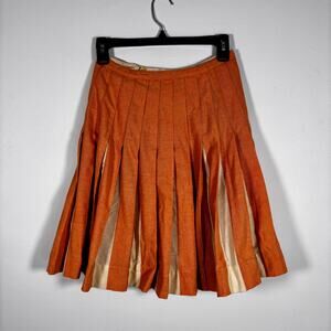 Vintage 1960s Wool Pleated Mini Skirt Century of Boston Salmon Pink Beige